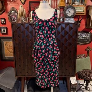 Vintage 80s Diane Von Furstenberg Cherry Print Dress SZ 6